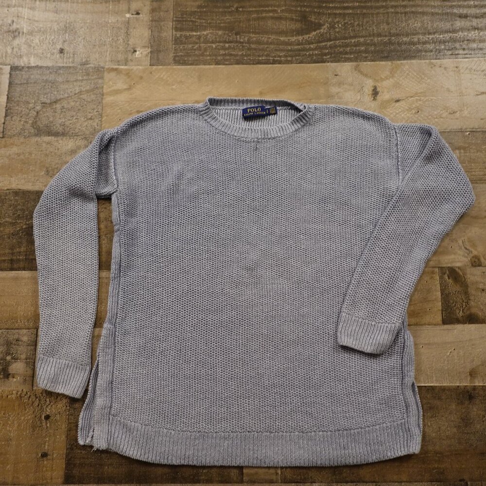 Polo Ralph Lauren 100% Linen Knit Sweater – Size S/P – Heather Blue Gray